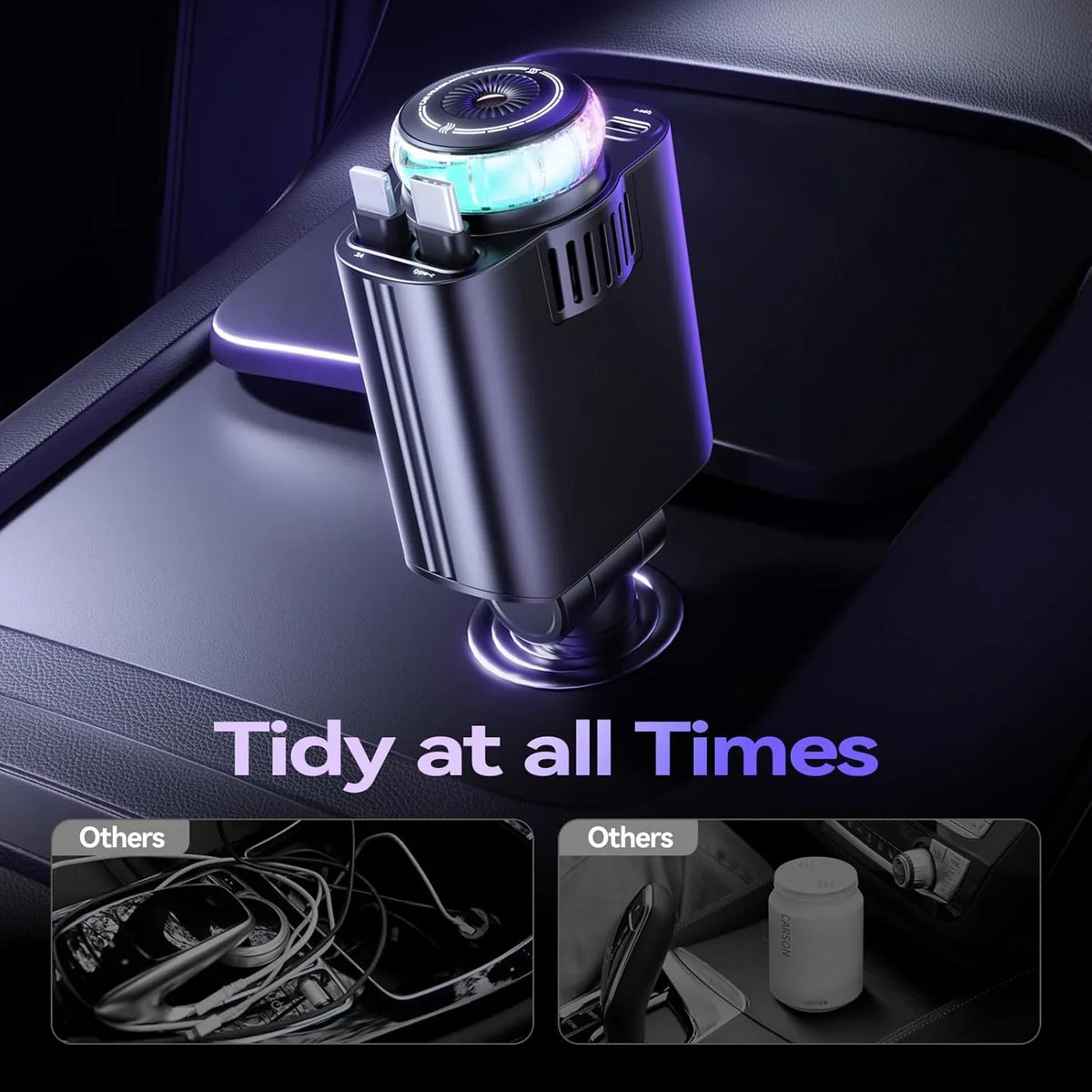 5 in 1 Retractable Fast Car Charger with Starlight & Aromatherapy