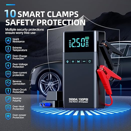 Heavy-Duty Car Battery Booster & Tire Inflator