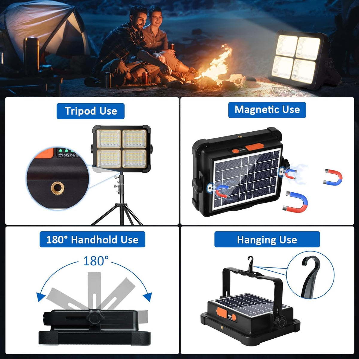Solar LED Flood Light 100W – Emergency Power Bank