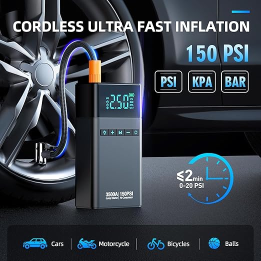 Heavy-Duty Car Battery Booster & Tire Inflator