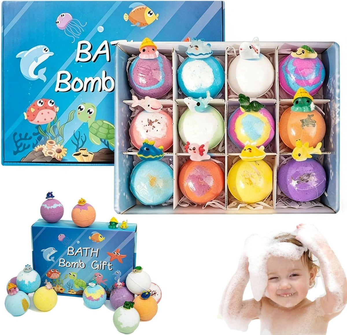 Kids Bath Bombs with Surprise Toys – 12 Pack