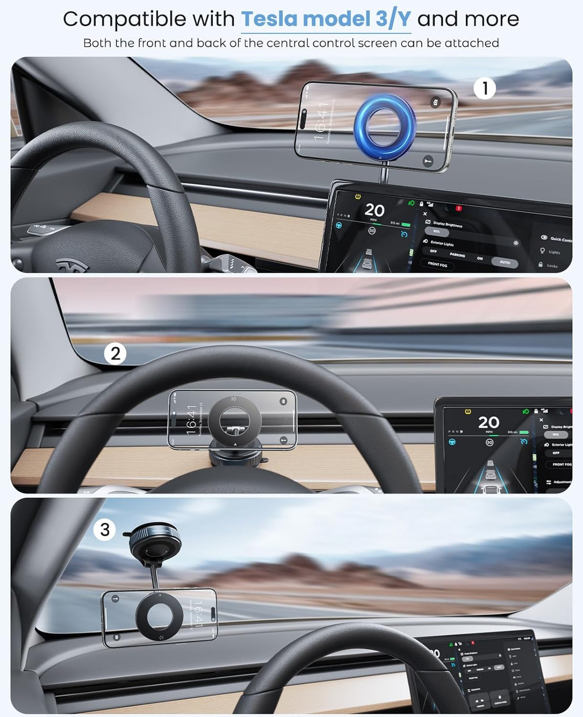Vacuum Suction Magnetic Car Phone Holder
