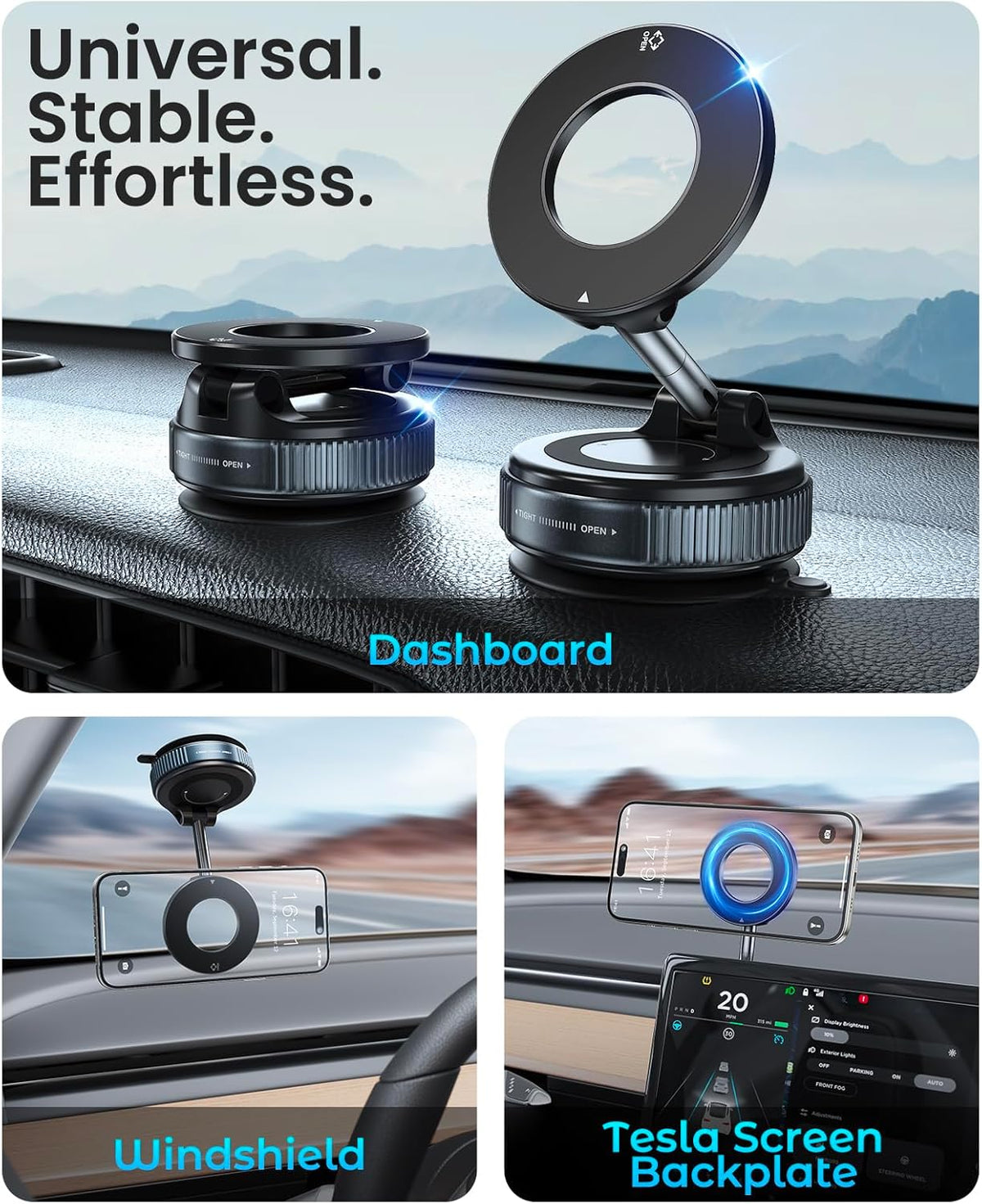 Vacuum Suction Magnetic Car Phone Holder