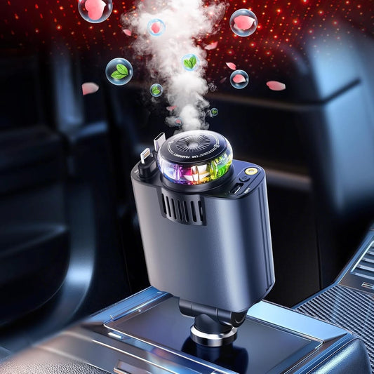 5 in 1 Retractable Fast Car Charger with Starlight & Aromatherapy